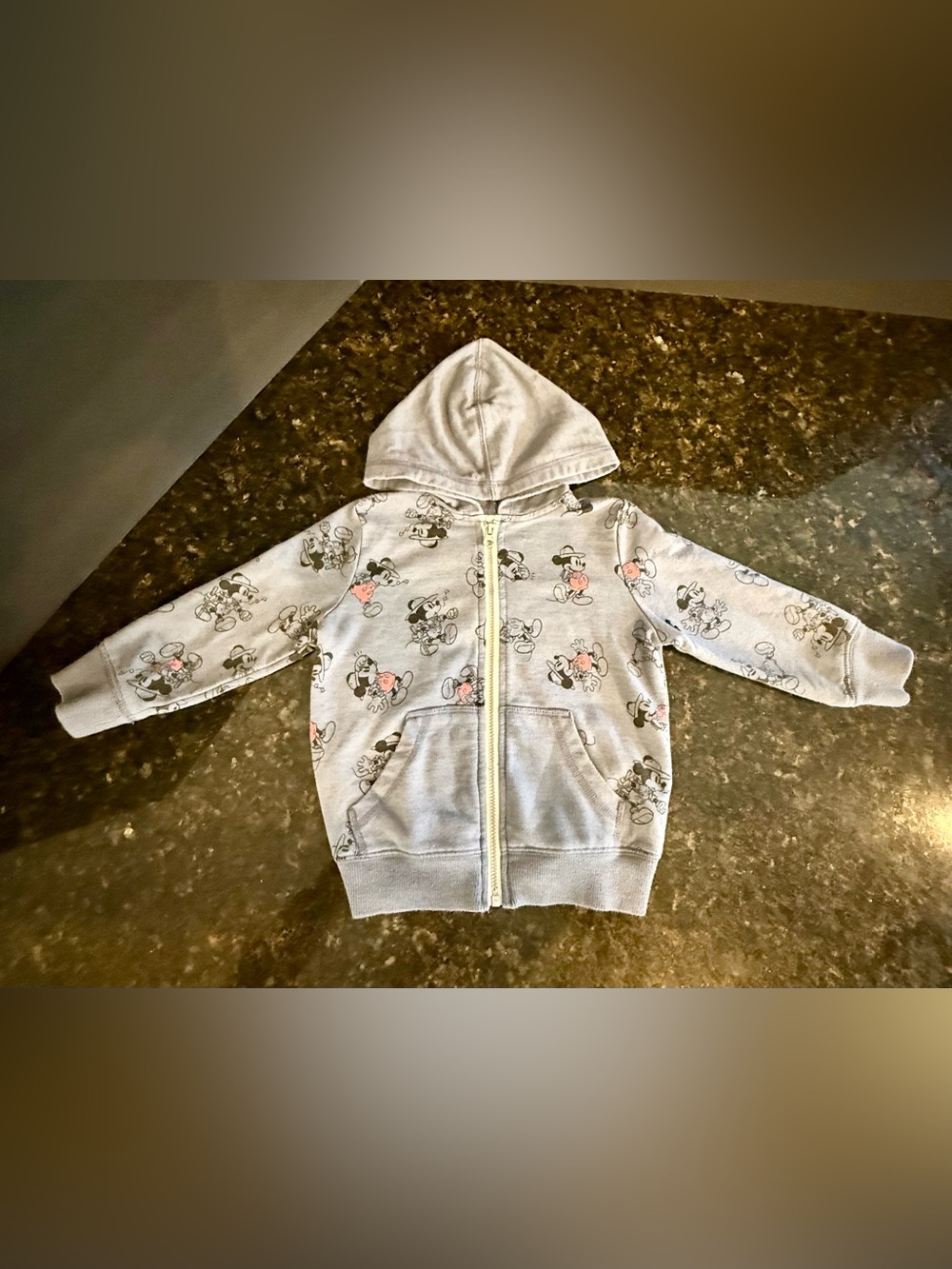 Unisex Infant Size 18 Months Disney Jr Mickey Mouse Gray Hoodie / Sweatshirt Zip